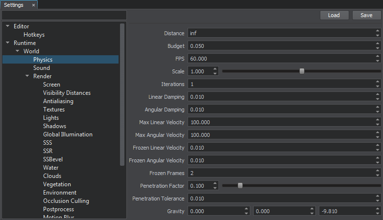 Physics Settings