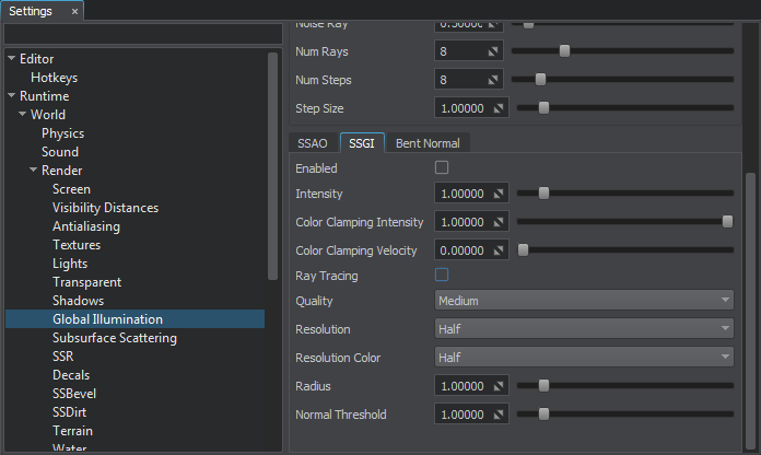 Global Illumination Settings