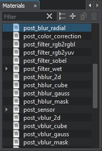 A list of postprocess materials in the Material Settings