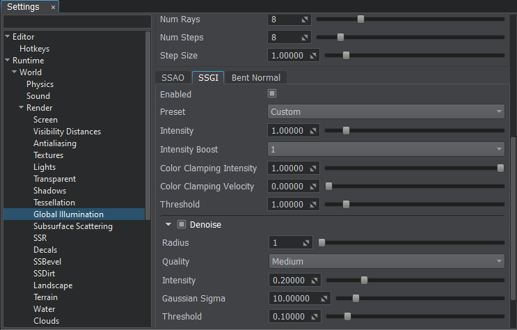 Global Illumination Settings