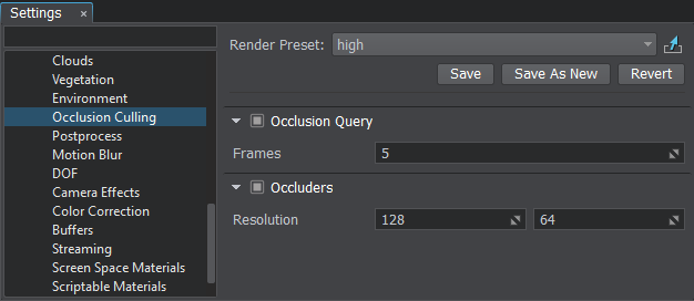 Occlusion culling settings