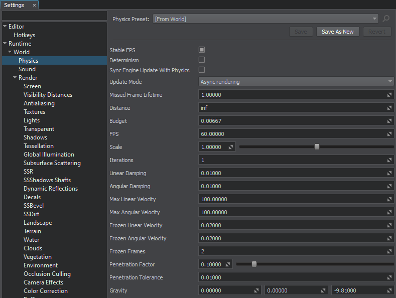 Physics Settings