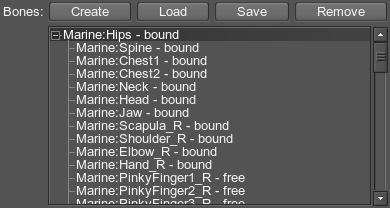 Hierarchy of rigid bodies that represent bones