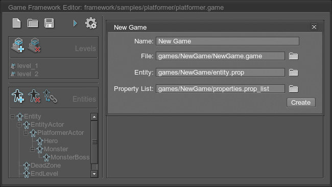 Game Framework Editor