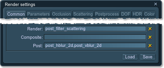 Copy postprocess materials into Render or Post field in Render settings