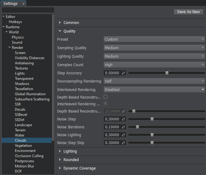 Clouds quality custom settings