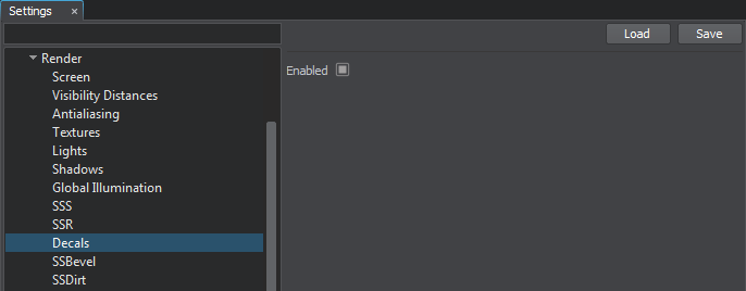 Decals rendering settings