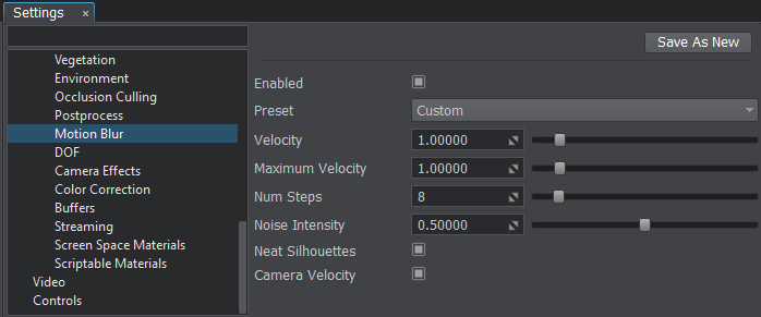 Motion Blur custom settings