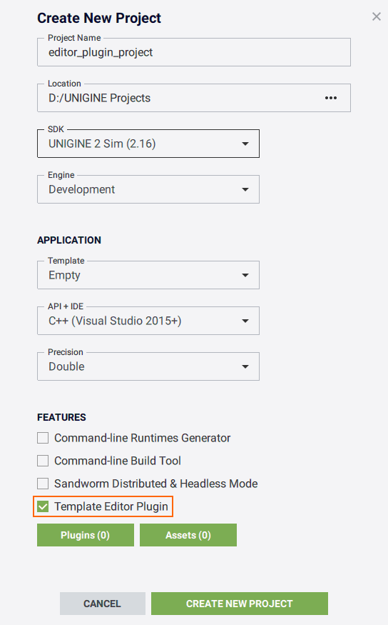 Adding a plugin template