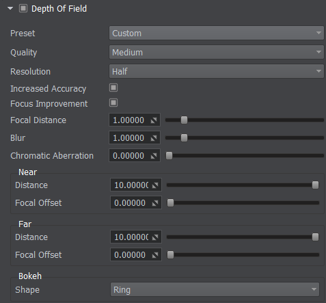 DOF custom settings