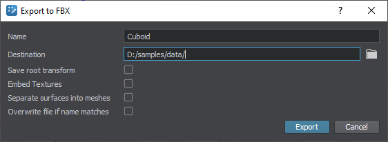 FBX export settings