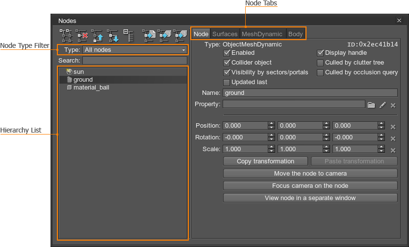 Nodes editor settings