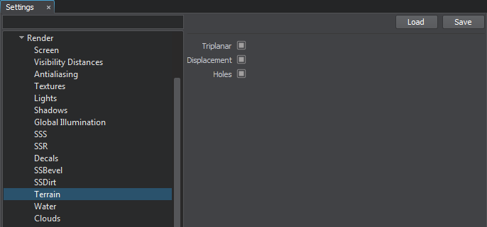 Terrain rendering settings