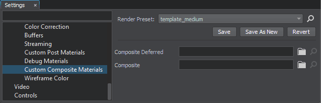 Custom Composite Materials settings