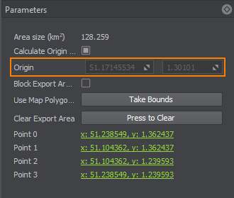 Source coordinates of the origin