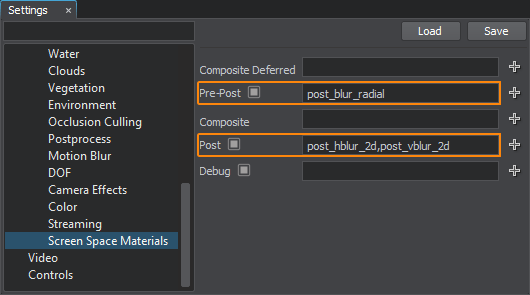 Copy postprocess materials into Render or Post field in Render settings