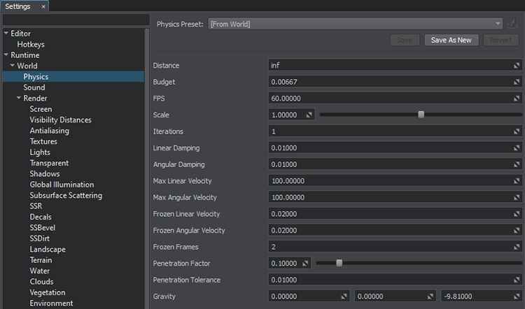 Physics Settings