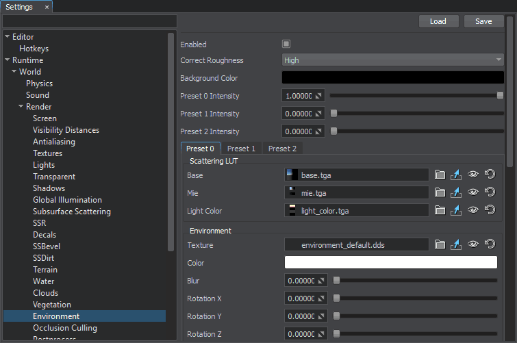 UNIGINE Environment Settings