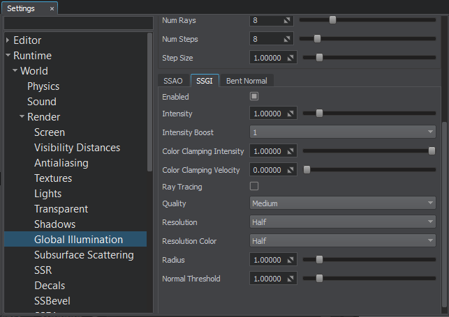 Global Illumination Settings