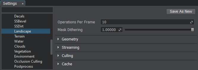 Landscape rendering settings