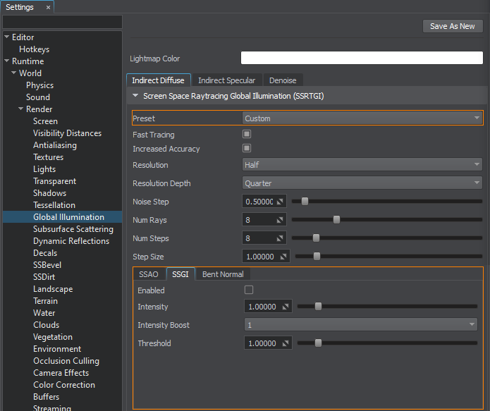 Global Illumination Settings