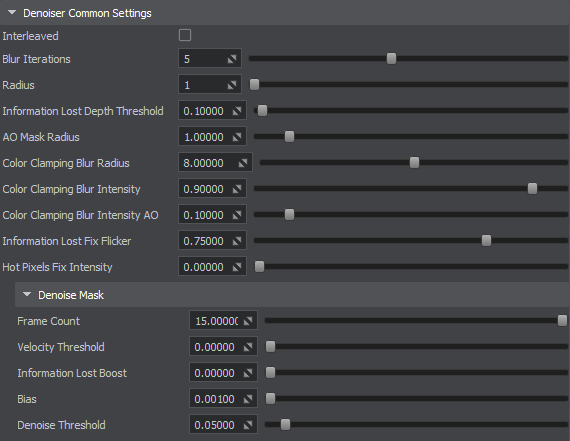 Denoiser Common Settings