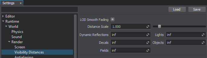 Visibility settings