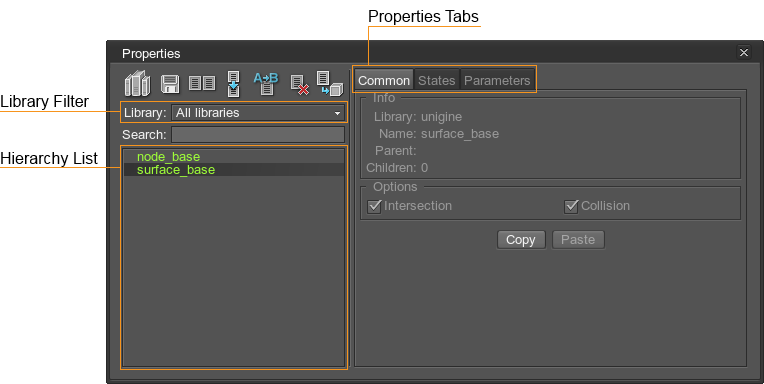 Properties editor settings