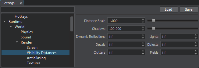 Visibility settings