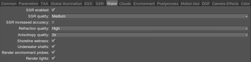 Water Settings