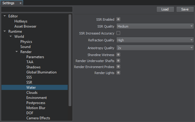 Water Settings